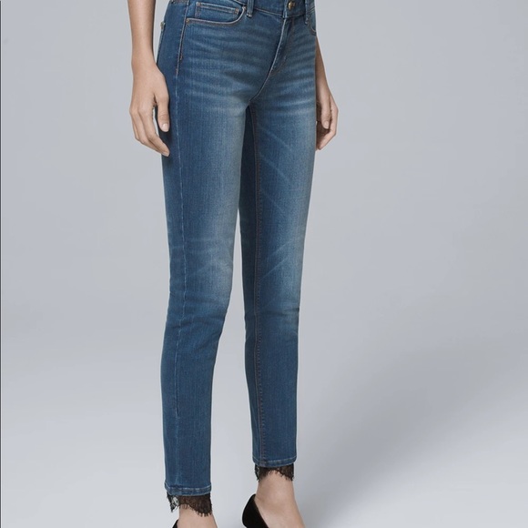 White House Black Market Denim - Classic-Rise Lace-Hem Skinny Ankle Jeans